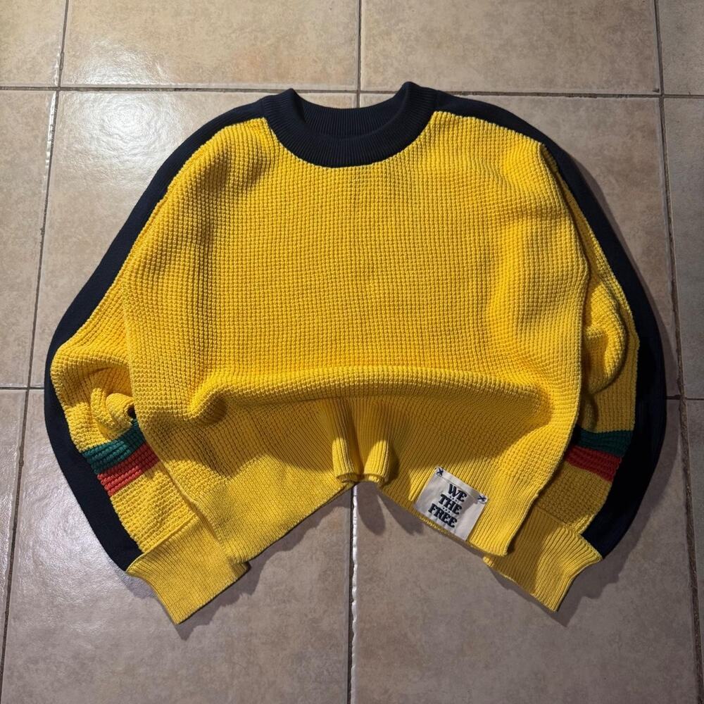 Free people yellow waffle knit Size L in Womens